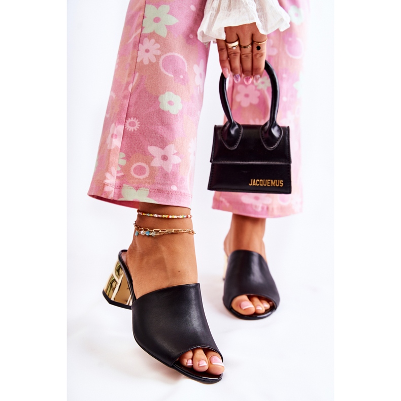 PA2 Naisten nahkaiset tossut kantapäässä, musta Perry 1