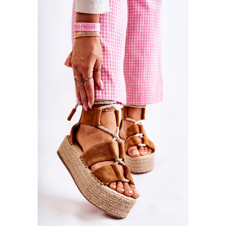 PS1 Naisten espadrillit Camel India Linen Platformilla ruskea 1