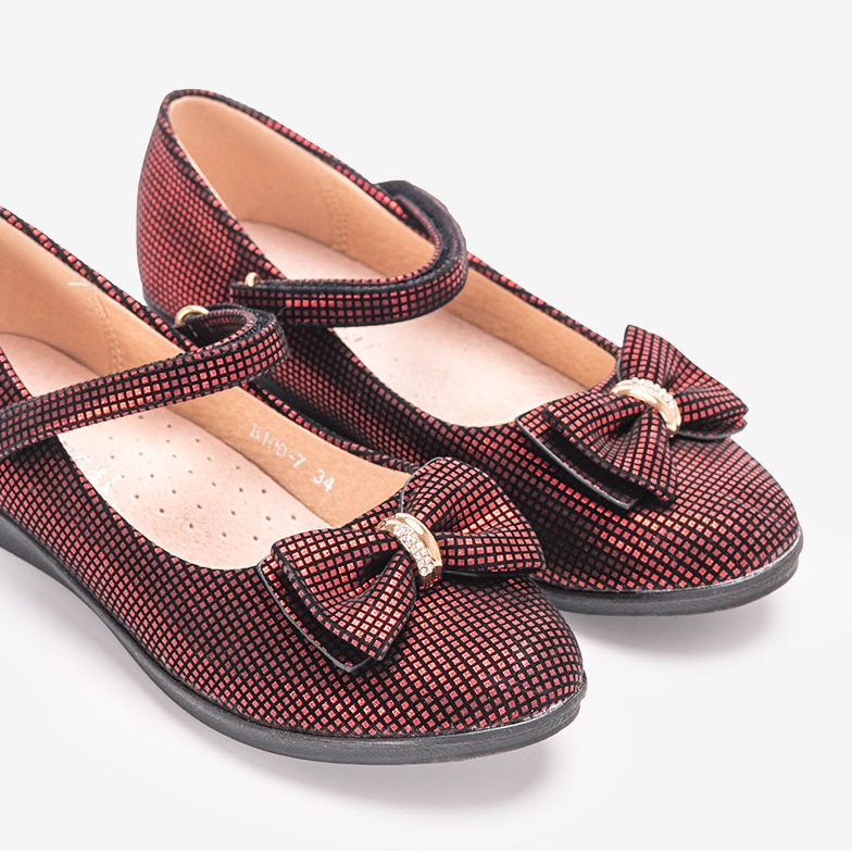 BM Lasten punaiset balerinat Tienne rusetilla musta punainen 1