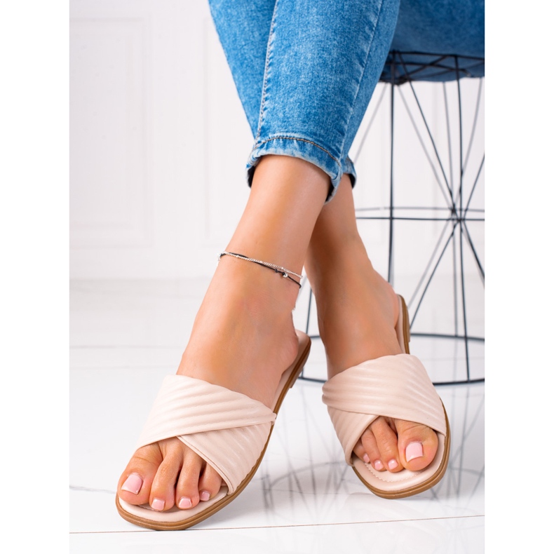 SHELOVET Naisten tasaiset tossut beige 1