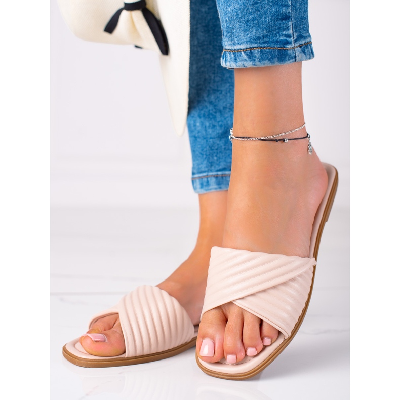 SHELOVET Naisten tasaiset tossut beige 2