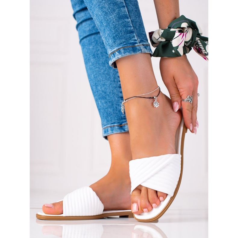 SHELOVET Naisten tasaiset tossut valkoinen 1