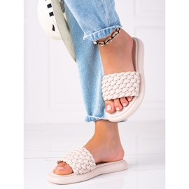 SHELOVET Naisten palmikoidut tossut beige 1