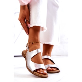 Nahkasolki sandaalit Lewski 3041 hopea 2