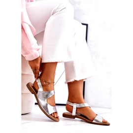 Nahkasolki sandaalit Lewski 3041 hopea 4