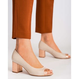 Marco Shoes Beige 1093P pumput koristeellisella kantapäällä 1