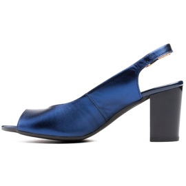 Marco Shoes Marco -metalliset nahkasandaalit, joissa on vakaa kantapää tummansininen sininen 2