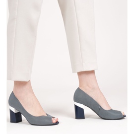 Marco Shoes Tummansininen 1636P raidalliset pumput 1