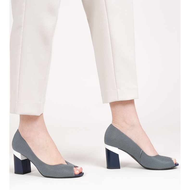 Marco Shoes Tummansininen 1636P raidalliset pumput 1