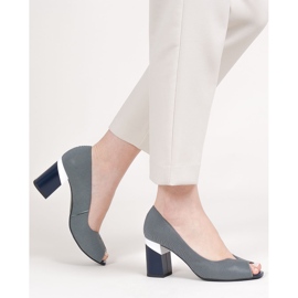 Marco Shoes Tummansininen 1636P raidalliset pumput 2