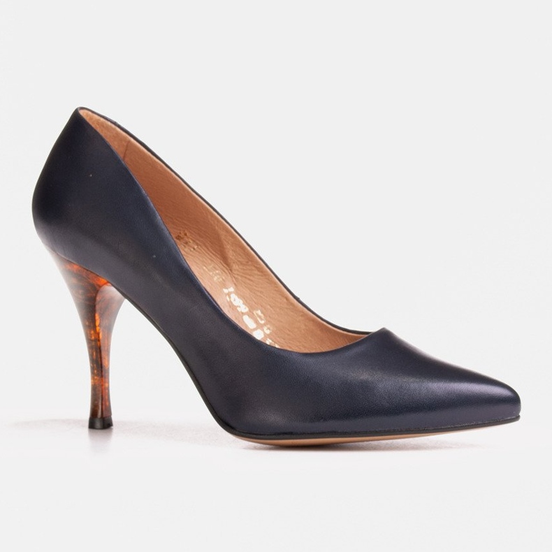 Marco Shoes 1599P tummansiniset korkokengät, joissa on keltainen kantapää tummansininen 1