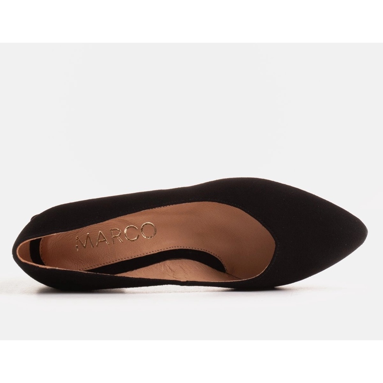 Marco Shoes Mustat nahkaiset pumput, joissa kromattu kantapää 1