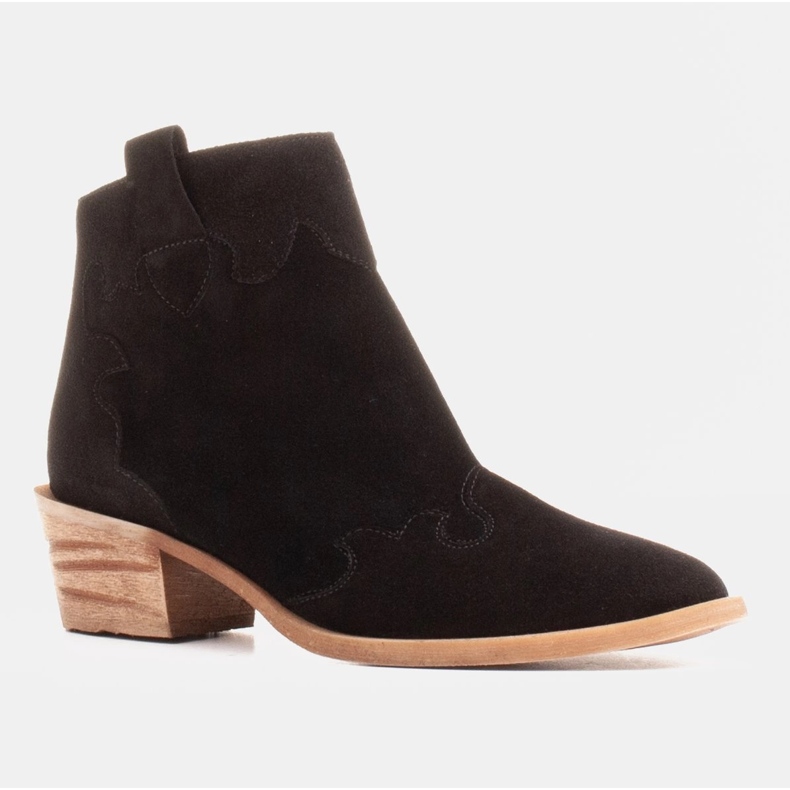 Marco Shoes Tyylikkäät nahkaiset nilkkurit matalalla korolla musta 2