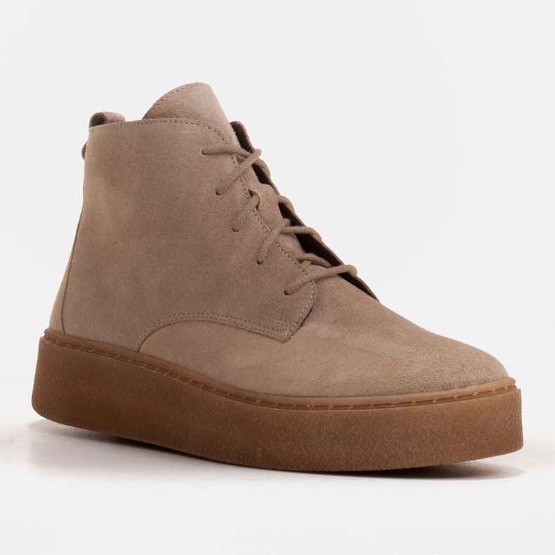 Marco Shoes Matalanauhaiset saappaat pehmeää nahkaa beige 1