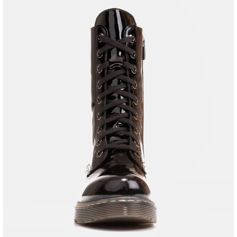 Marco Shoes Korkeat nilkkurit, saappaat sidottu läpikuultavaan pohjaan musta 2