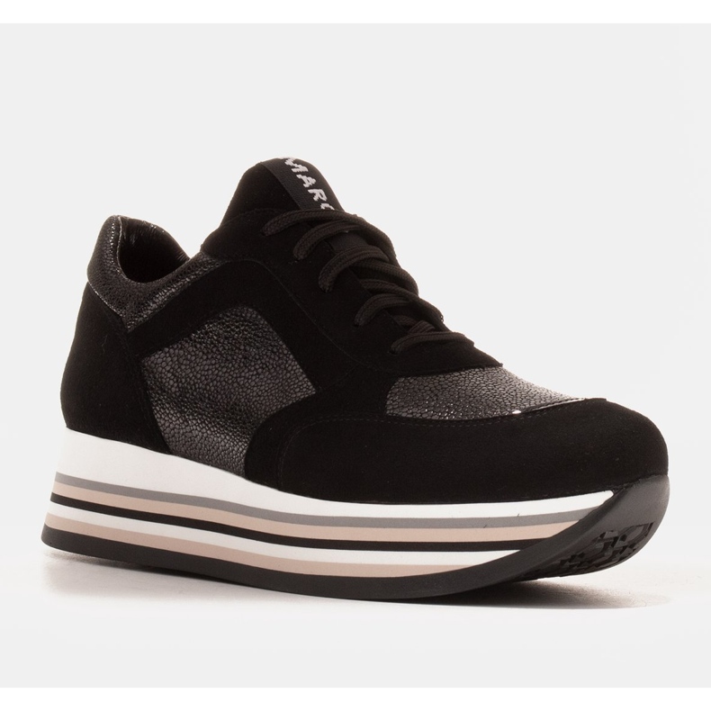 Marco Shoes Kevyet lenkkarit paksulla pohjalla, joka on valmistettu luonnollisesta nahasta musta 1