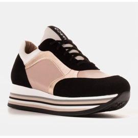 Marco Shoes Kevyet lenkkarit paksulla pohjalla, joka on valmistettu luonnollisesta nahasta musta vaaleanpunainen 6