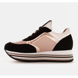 Marco Shoes Kevyet lenkkarit paksulla pohjalla, joka on valmistettu luonnollisesta nahasta musta vaaleanpunainen 2