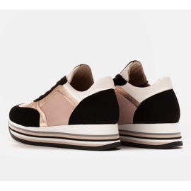 Marco Shoes Kevyet lenkkarit paksulla pohjalla, joka on valmistettu luonnollisesta nahasta musta vaaleanpunainen 4