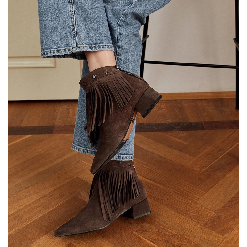 Marco Shoes Alkuperäiset mokkanahkaiset koristeellisilla hapsuilla ruskea 1