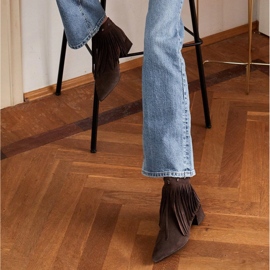 Marco Shoes Alkuperäiset mokkanahkaiset koristeellisilla hapsuilla ruskea 2