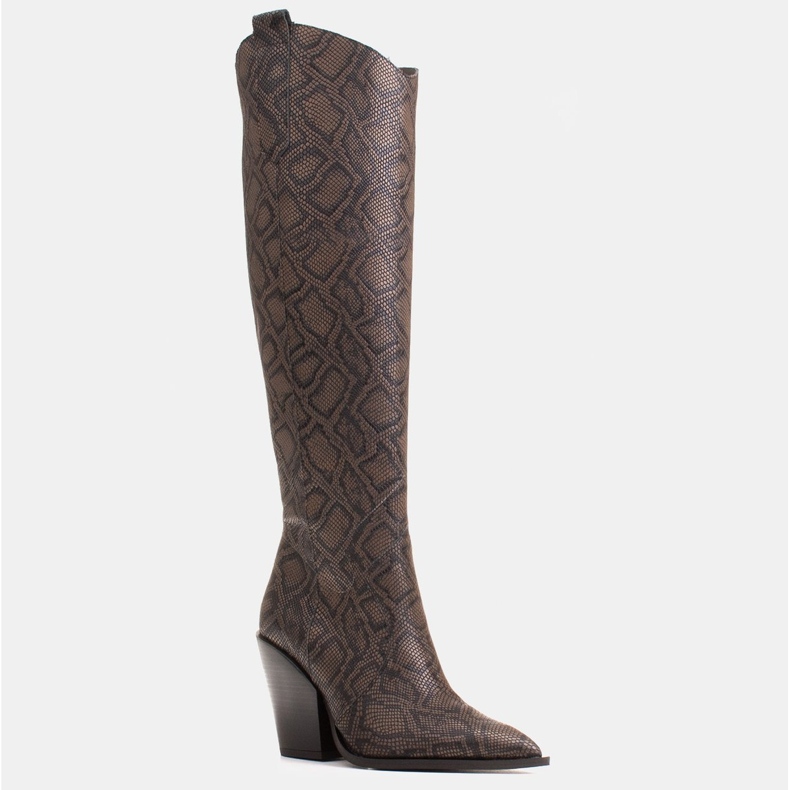 Marco Shoes Naisten korkeat saappaat, aitoa nahkaa olevat cowboy -saappaat ruskea 1