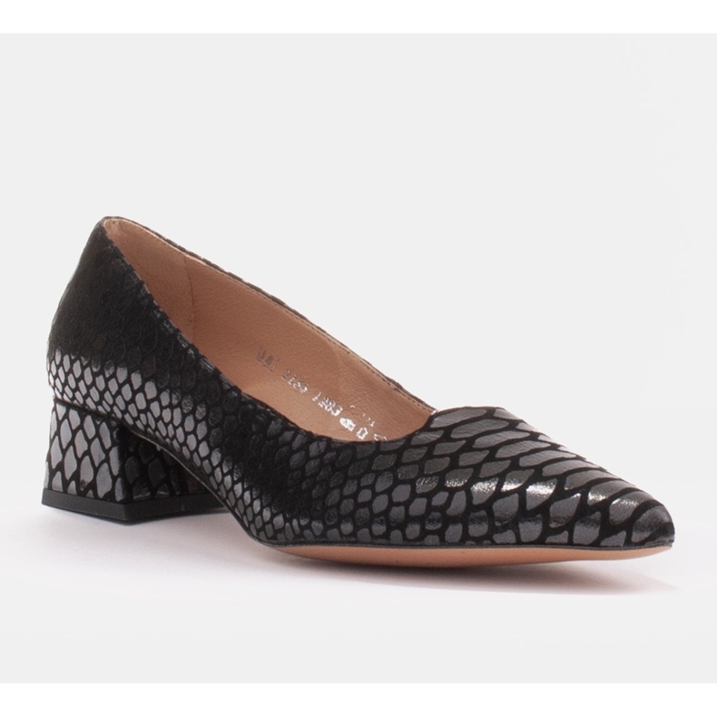 Marco Shoes Naisten pumput mielenkiintoisella nahalla matalalla kantapäällä musta 1