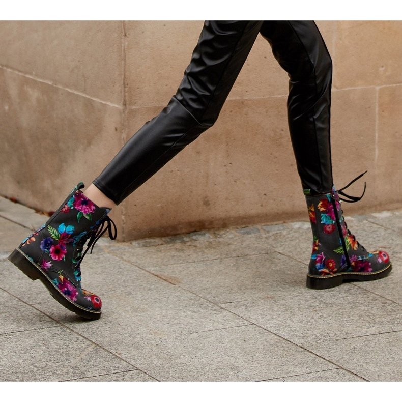 Marco Shoes Korkeat nilkkurit, nupukkinahkasaappaat, joissa kukkakuvio harmaa 2