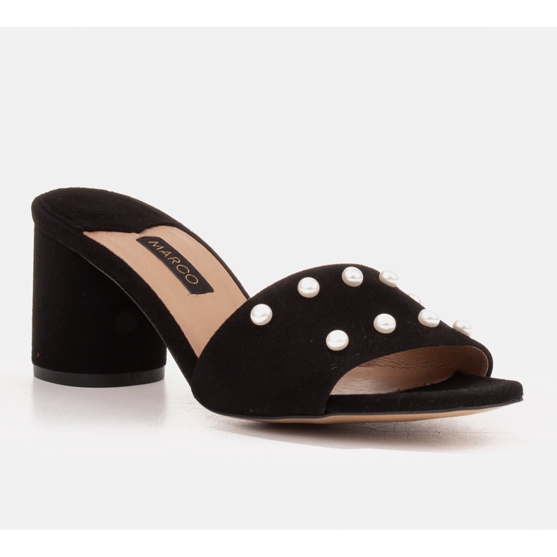 Marco Shoes Marcon naisten tossut, jotka on valmistettu luonnollisesta mokkanahasta musta 1