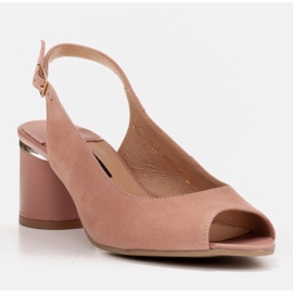 Marco Shoes Tyylikkäät naisten sandaalit, joissa metallinen aksentti vaaleanpunainen 1