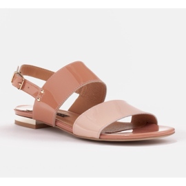 Marco Shoes Litteät sandaalit, joissa on lakka ja metallinen kantapää beige 1