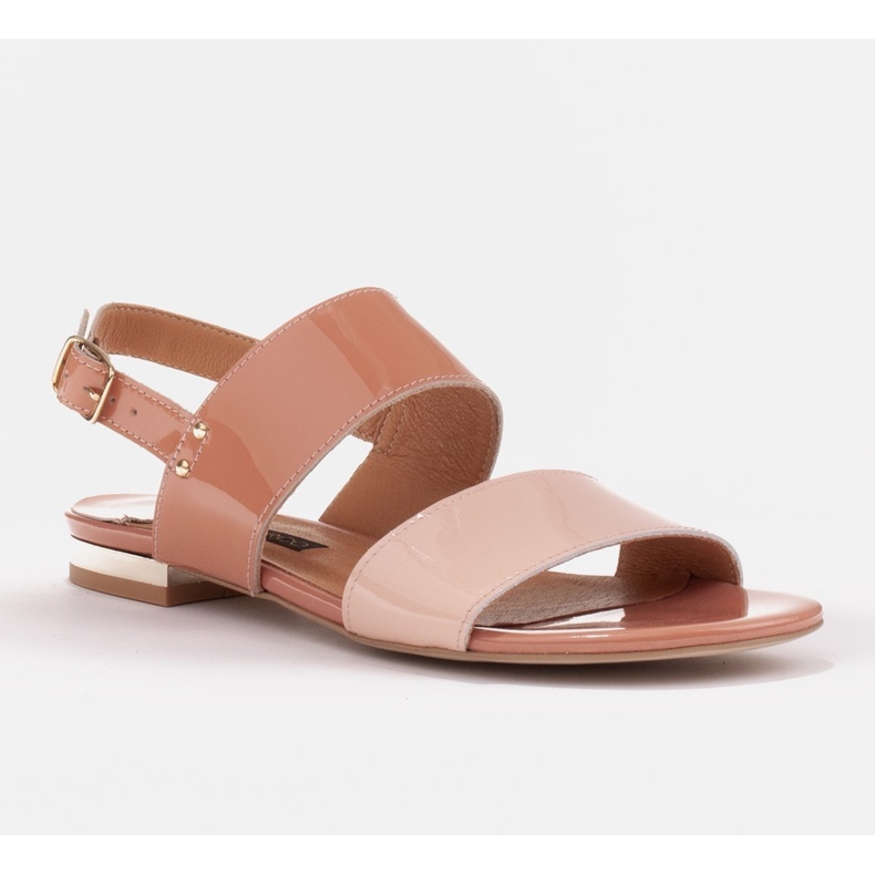 Marco Shoes Litteät sandaalit, joissa on lakka ja metallinen kantapää beige 1