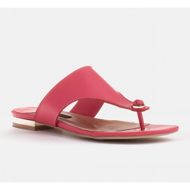 Marco Shoes Litteät nahkaiset varvastossut, joissa metallinen kantapää vaaleanpunainen 1