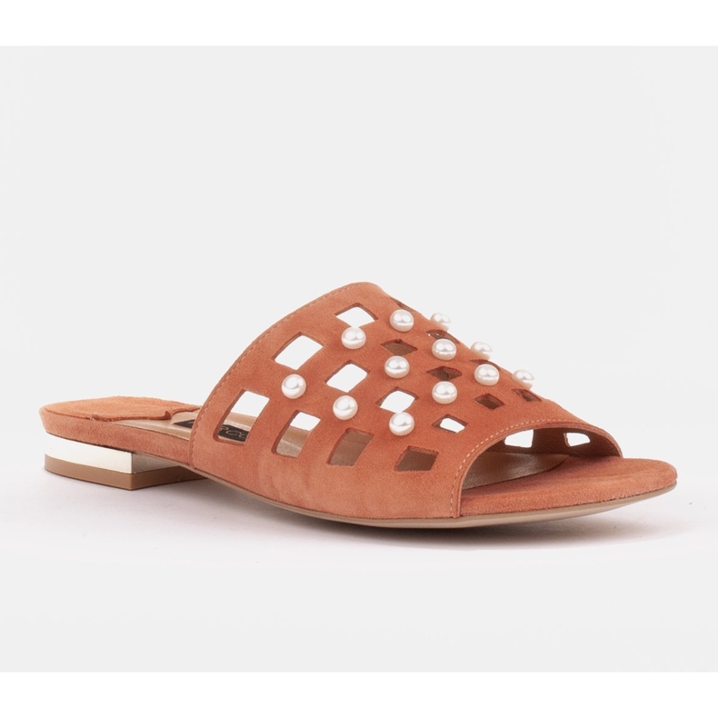 Marco Shoes Tyylikkäät naisten tossut helmillä ja rei'ityksellä oranssi 1