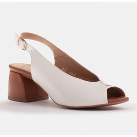 Marco Shoes 1573P valkoiset nahkasandaalit, joissa on vakaa kantapää valkoinen 1