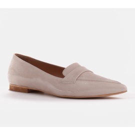 Marco Shoes Käärmeen nahkaiset ballerinat beige 1