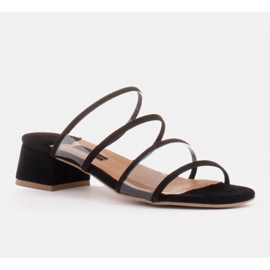 Marco Shoes Naisten tossut läpikuultavilla raidoilla musta 1