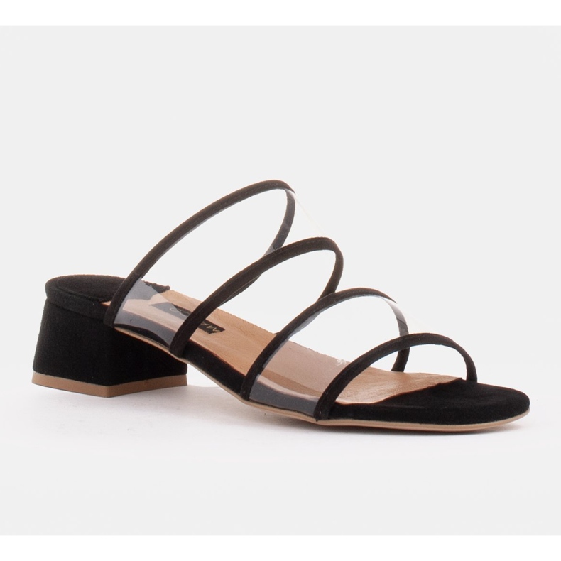 Marco Shoes Naisten tossut läpikuultavilla raidoilla musta 1