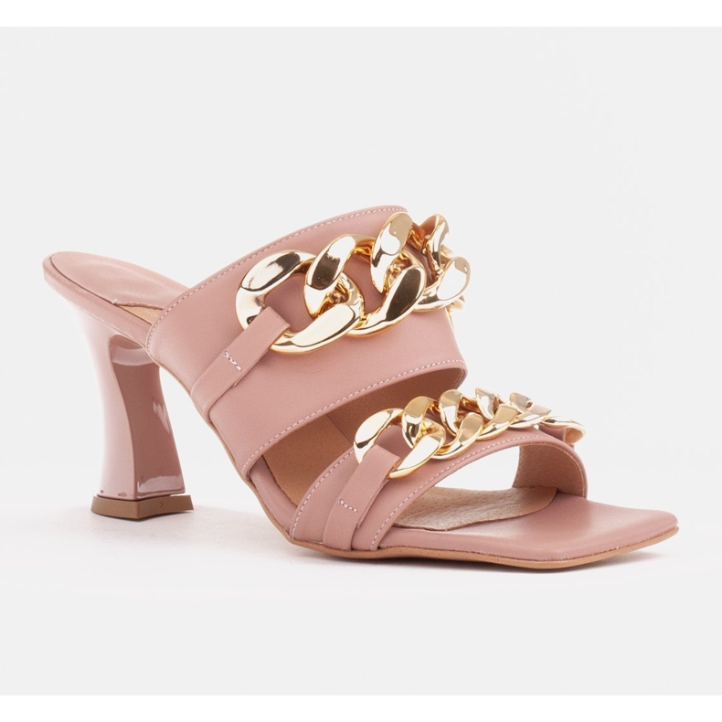 Marco Shoes Naisten nahkatossut koristeellisella ketjulla vaaleanpunainen 1