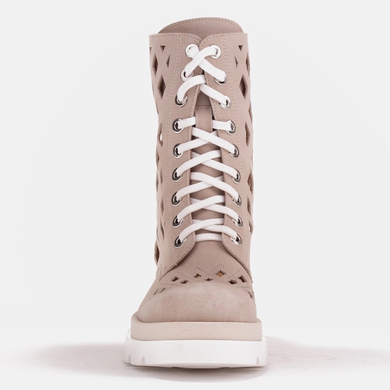 Marco Shoes Velour -saappaat, joissa on rei'itys beige 2