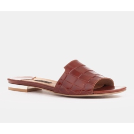 Marco Shoes Tyylikkäät ruskeat nahkaiset naisten tossut 1