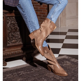 Marco Shoes Clara cowboy -saappaat koristeompeleilla beige 8