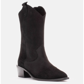 Marco Shoes Mustat cowboy -saappaat luonnon mokkasta 1