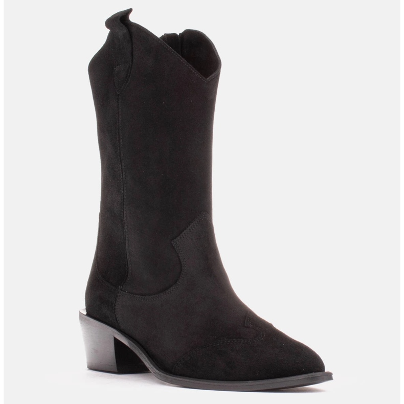 Marco Shoes Mustat cowboy -saappaat luonnon mokkasta 1