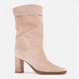 Marco Shoes Korkeakorkoiset nilkkurit, joissa on käännettävä kaulus beige 1