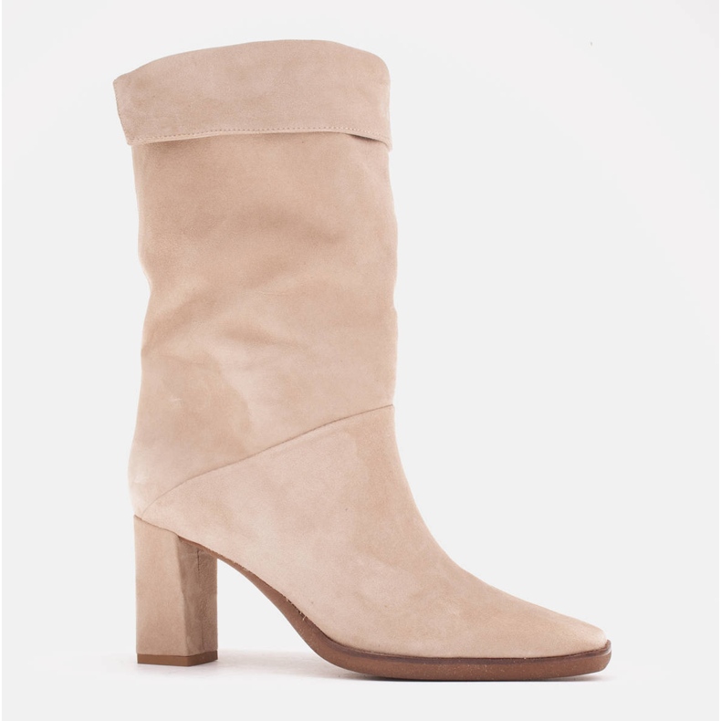 Marco Shoes Korkeakorkoiset nilkkurit, joissa on käännettävä kaulus beige 1