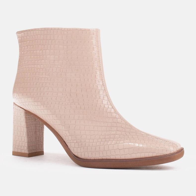 Marco Shoes Yhdistetyt saappaat, jotka on valmistettu kahdentyyppisestä nahasta beige 1