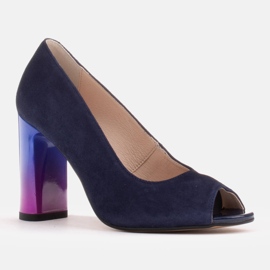 Marco Shoes 1100P tummansiniset pumput monivärisellä kantapäällä tummansininen 1