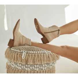 Marco Shoes Nahkaiset cowboysaappaat koristeompeleilla 2188B-1278-042-1 beige 1