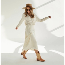 Marco Shoes Cowboy-saappaat yhdistelmä nahkaa ja pellavakangasta 2186B + J-003-1266-4 beige 2